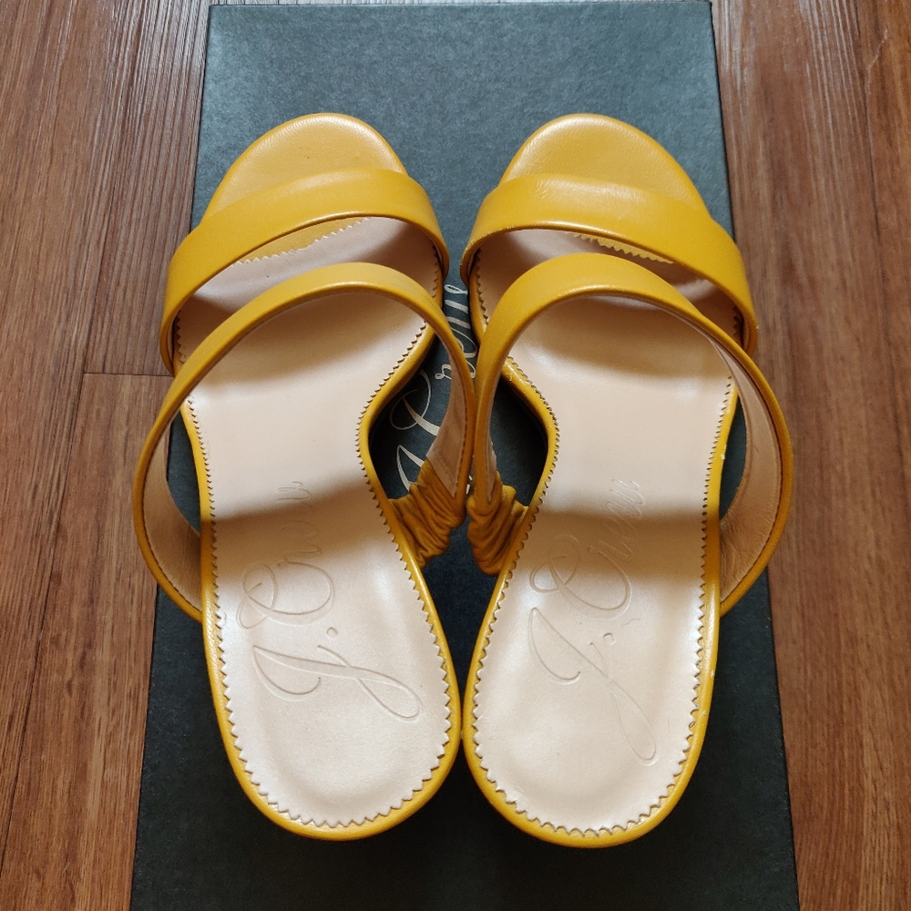 NIB Jcrew Lucie shoes sandal heel 7 mustard yellow warm marigold - Picture 7 of 15